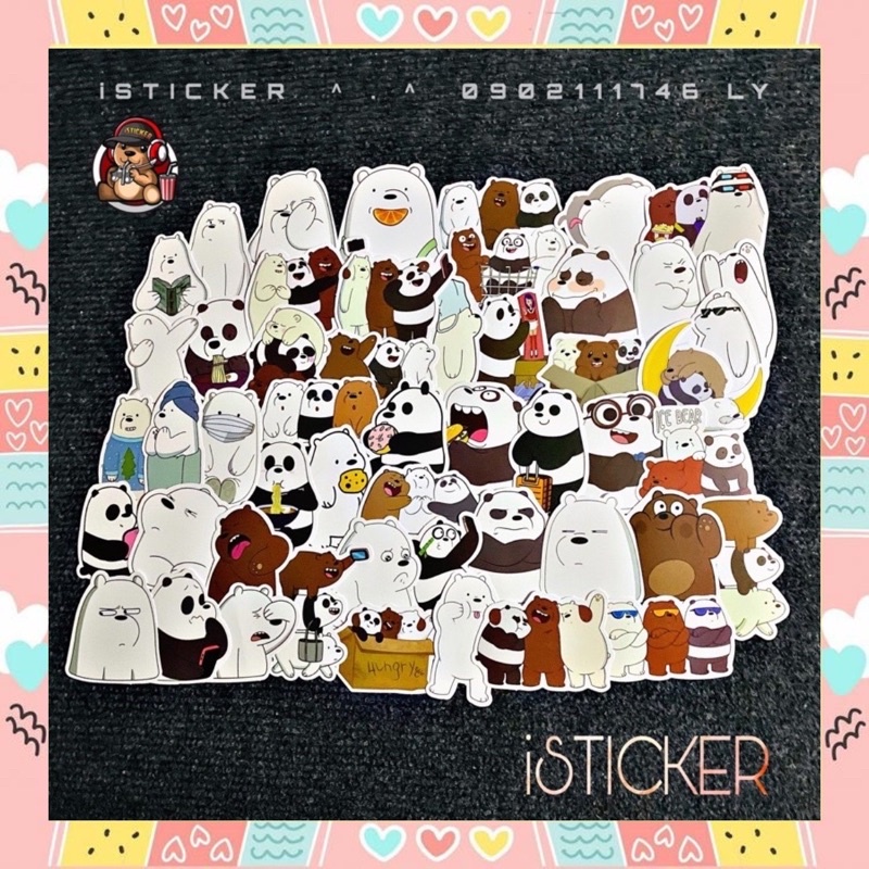 Sticker hình dán GAU dễ thương chống thấm nước dán mũ nón bảo hiểm, điện thoại, laptop