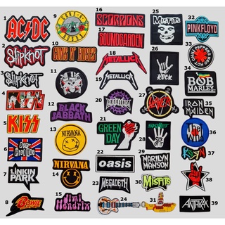 Patch vải ủi nhiệt thêu logo nhóm nhạc Rock Band ACDC KISS Nirvana Metallica Misfits S492