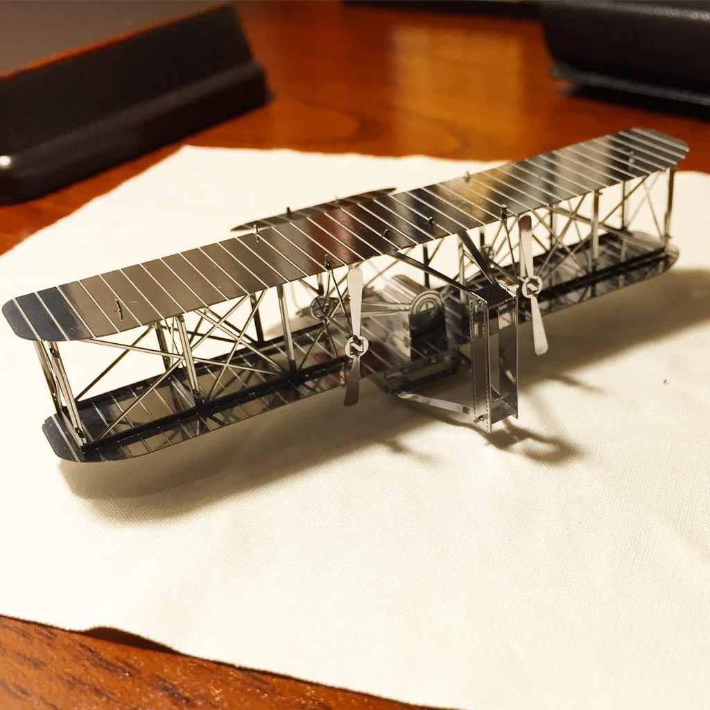 Mô hình 3D kim loại lắp ráp Máy bay Wright Flyer 1903 [Chưa lắp]