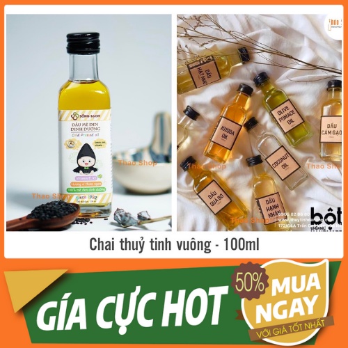 ❣️[ẢNH THẬT]❣️ CHAI THỦY TINH VUÔNG 100ML - ĐỰNG DẦU ĂN, NƯỚC MẮM....