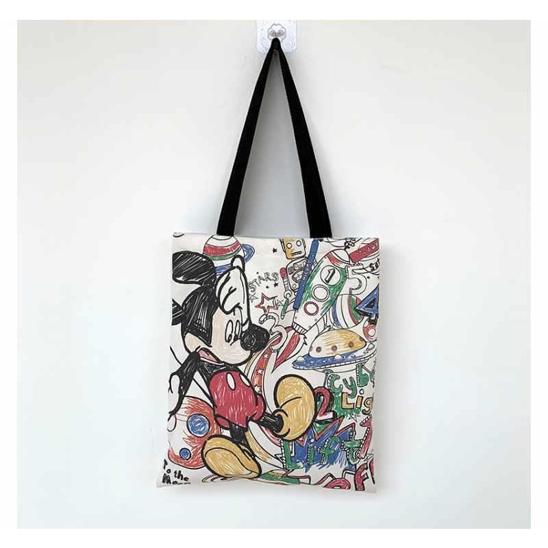 Disney Micky mouse Túi vải túi một vai cô gái túi xách túi học sinh túi zipper túi túi môi trường