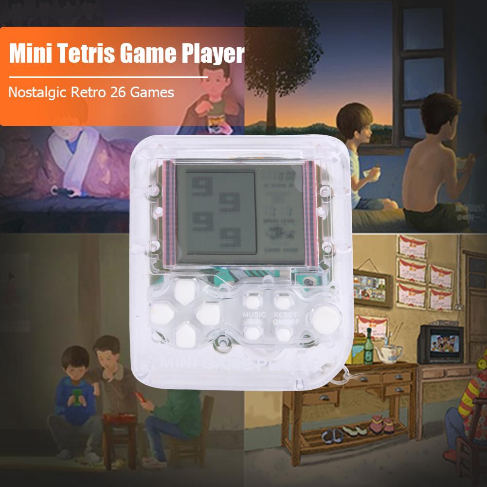 ♚Mybest♚Nostalgic Retro 26 Games Console Keychain Mini Tetris Game Player for Gift
