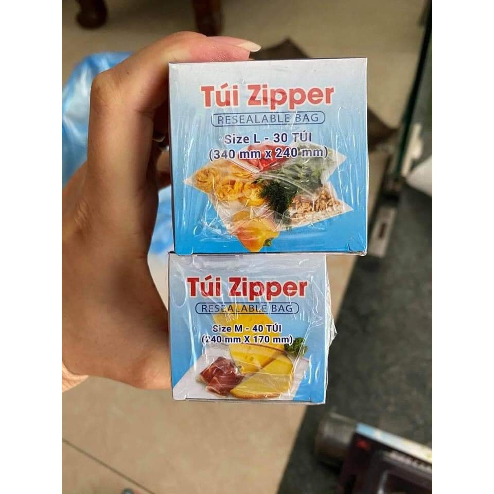 Hộp 20c túi zip đựng thực phẩm size L 20x25cm siêu sạch