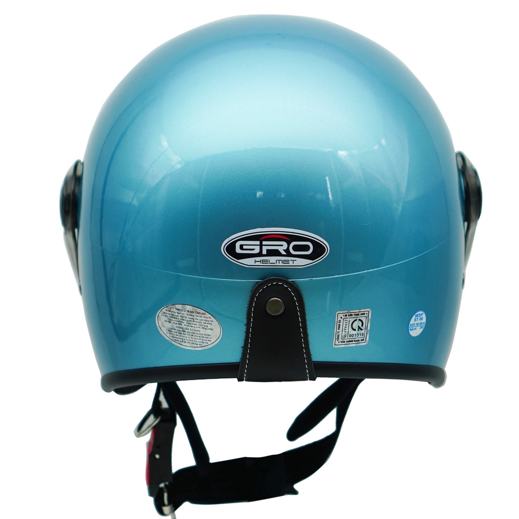 Mũ Bảo Hiểm 3/4 đầu GRO Helmet T818 có kính ngắn che nửa mặt, kiểu dáng thời trang cho nữ, khóa kim loại - Xanh Vespa