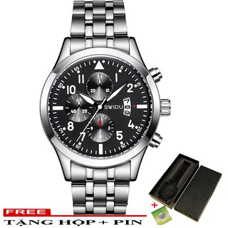 (GIÁ SỐC) Đồng Hồ Nam Lịch Ngày SWIDU Phiên Bản Doanh Nhân 2018 Dây Hợp Kim Thép Sáng Bóng_Full Box