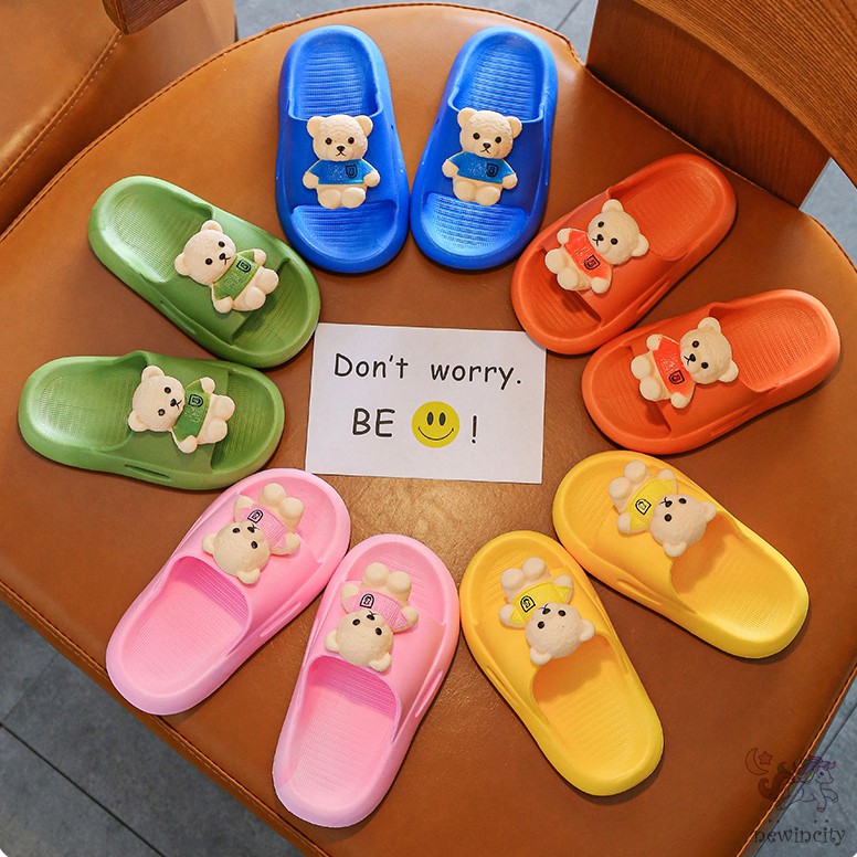 Dép Đế Mềm Chống Trượt Hình Gấu Hoạt Hình Cho Bé