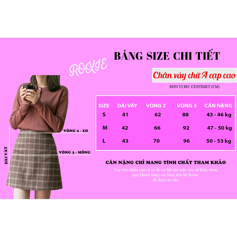 Chân váy chữ a kẻ caro cạp cao công sở phong cách ulzzang Hàn Quốc - Roxie | BigBuy360 - bigbuy360.vn