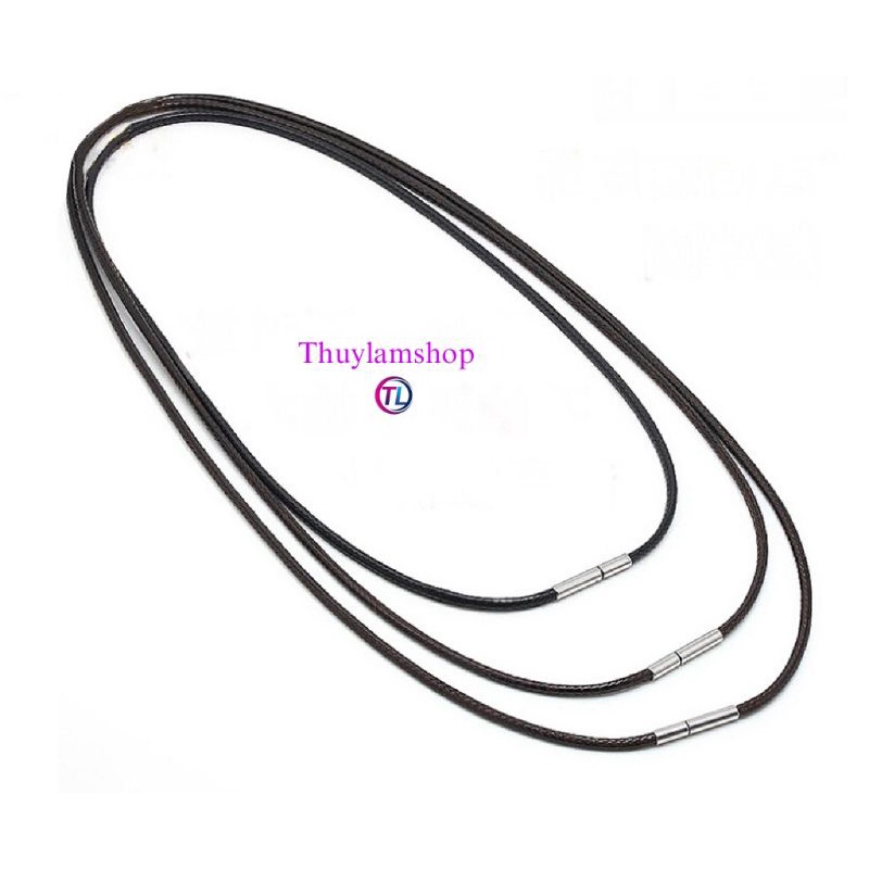 Vòng cổ nam nữ dây sáp, dây cao su khoá inox tròn màu trắng bền đẹp