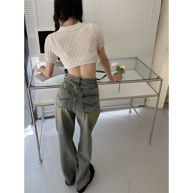 Quần Jean Dài Dáng Rộng Kiểu Hàn Quốc Thời Trang Cho Nữ