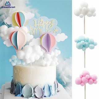 Df Que Cắm Trang Trí Bánh Sinh Nhật Hình Đám Mây Phối Bóng Lông Nhiều Màu Dễ Thương