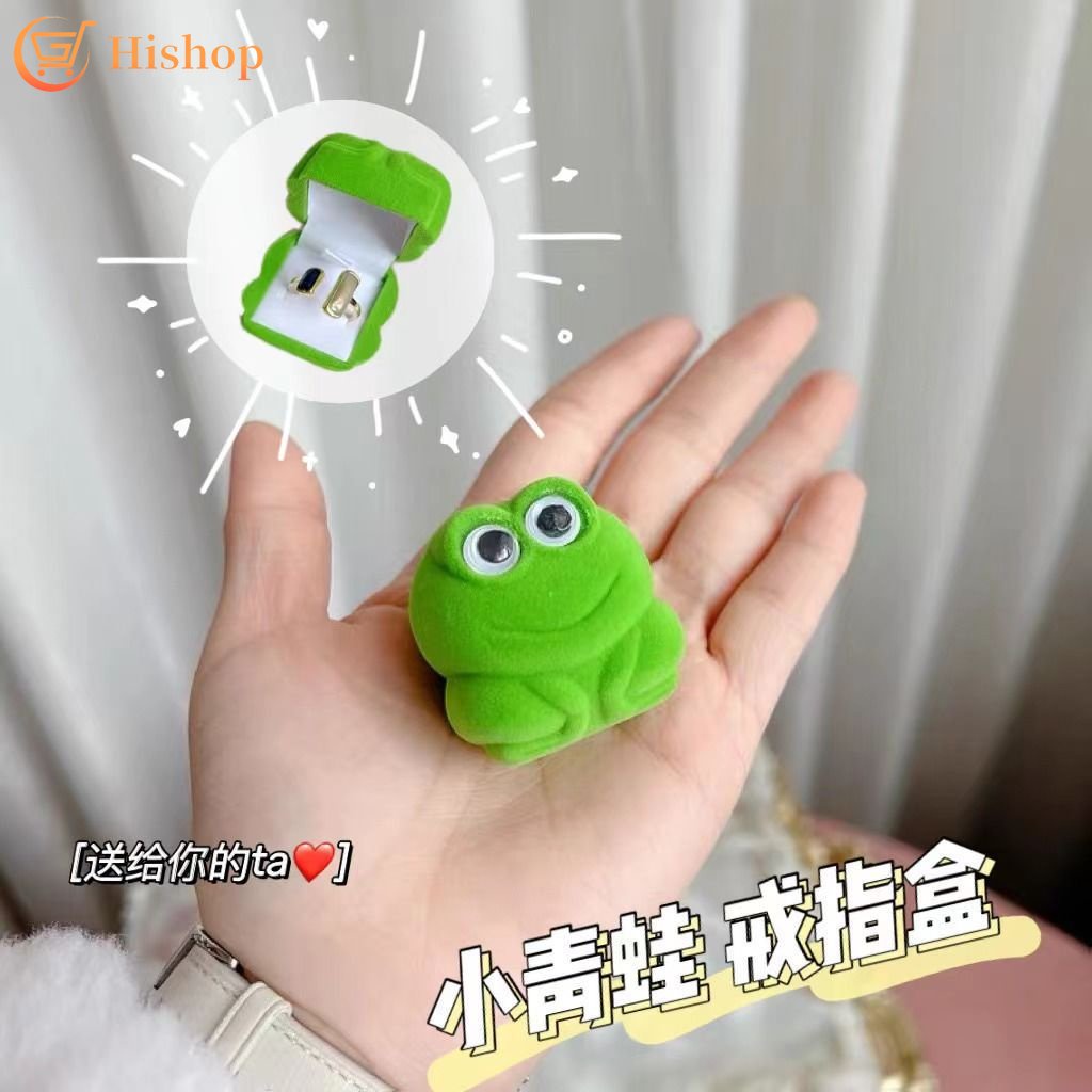 Hộp Nhẫn Nhựa Màu Trơn Hình Chú Ếch Dễ Thương Cho Cặp Đôi