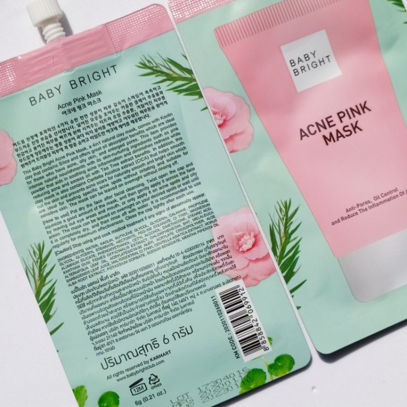 [ Chính Hãng ] Gói mặt nạ Baby Bright Acne Pink Mask 6g - Thái Lan