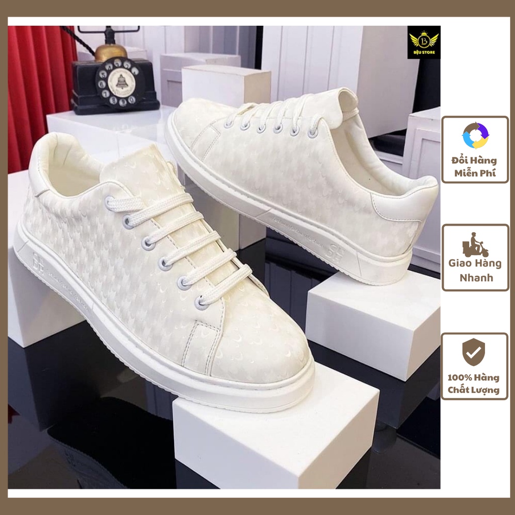 Giày Da Nam ⚜️BỆU STORE⚜️ Giày Sneaker Nam Full Trắng Dễ Vệ Sinh - Kiểu Dáng Clasic Dễ Phối - Siêu Chất