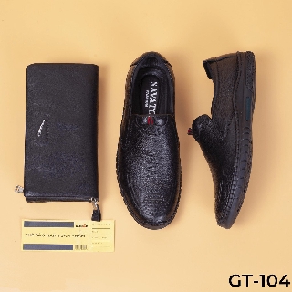 GIÀY LƯỜI NAM GIÁ RẺ - GIÀY DA BÒ NAM CÔNG SỞ MÀU ĐEN CỰC ĐẸP - GT104 DEN