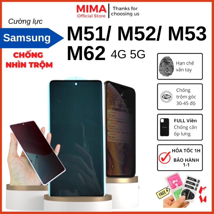 Kính cường lực Chống Nhìn Trộm Samsung M51 M52 M53 M62 4G 5G Full màn chống xước hạn chế bám vân tay tặng kèm bộ dán