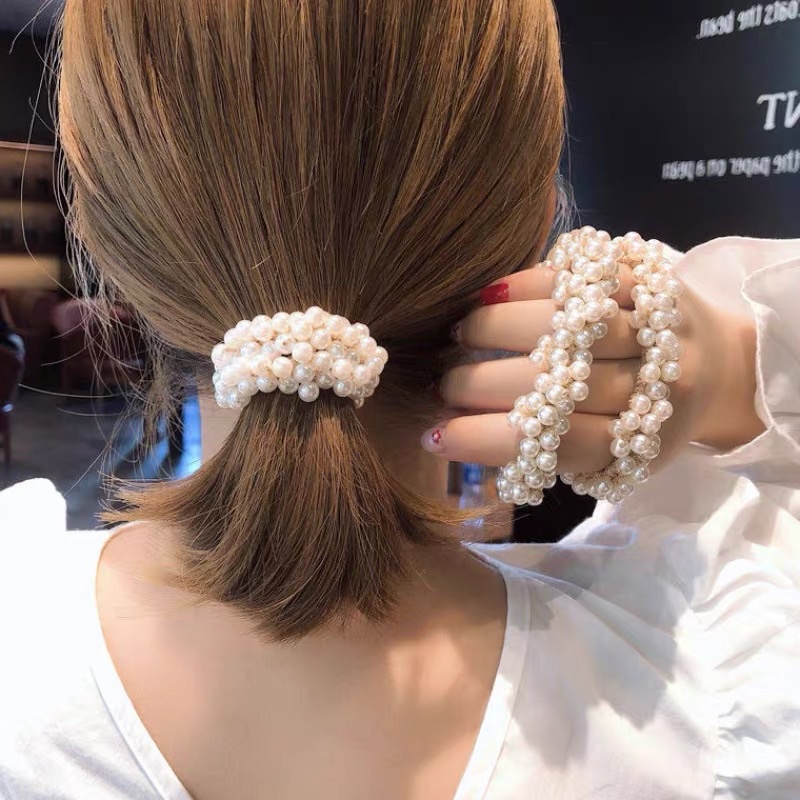 Cột tóc đính hạt nhựa phong cách hàn quốc