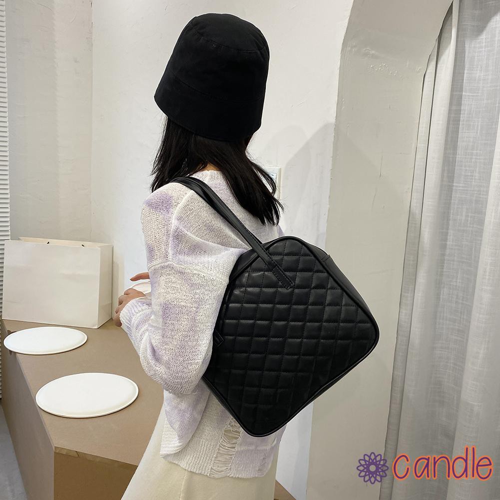 【COD】Women Solid Handbags Fashion Lattice Pattern PU Totes Elegant Shoulder Bags