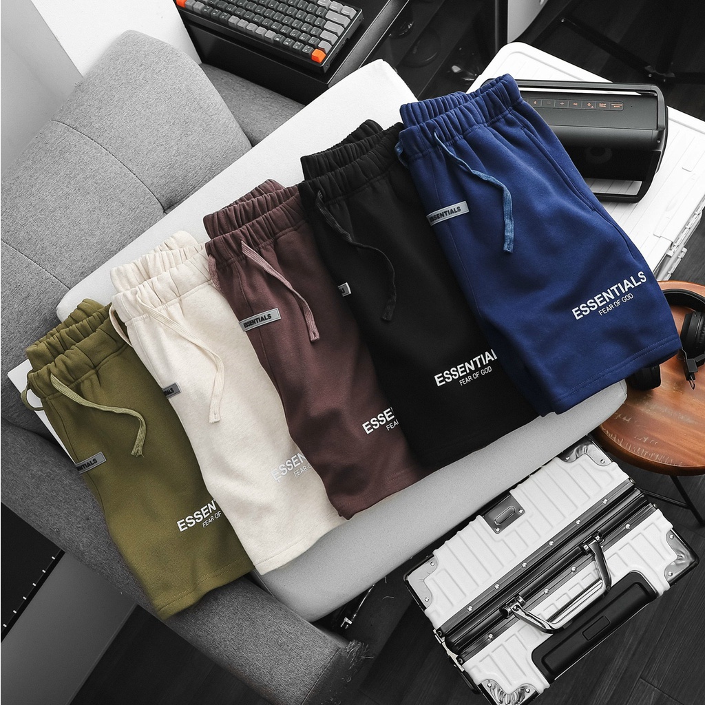 Quần short lửng thời trang chất liệu nỉ dày mịn, logo phản quang xịn xò 6023