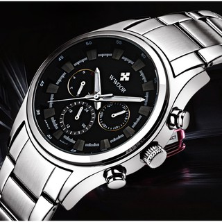 ĐỒNG HỒ NAM CHẠY FULL KIM WWOOR 8015 THỜI TRANG CHÍNH HÃNG , TẶNG HỘP, BẢO HÀNH 1 NĂM