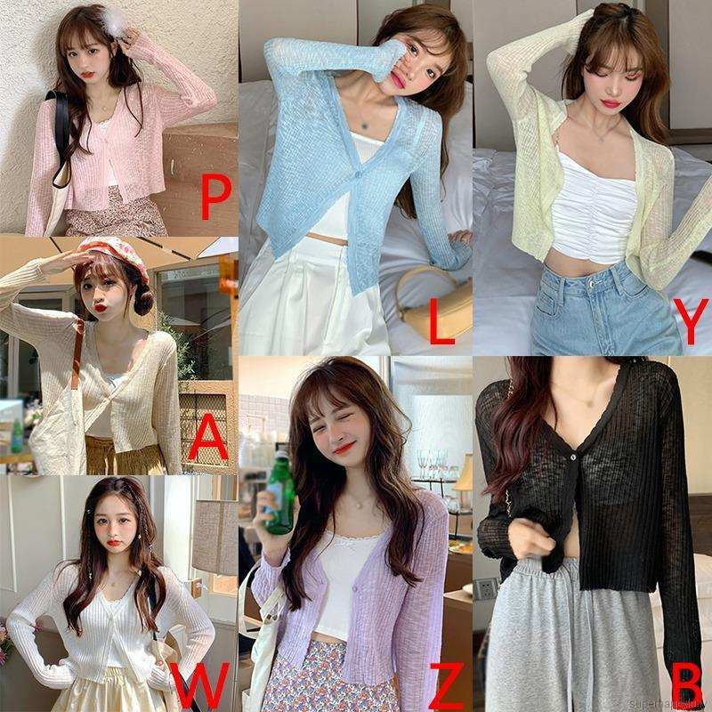 Ultra Áo Khoác Cardigan Dệt Kim Siêu Mỏng Màu Trơn Thời Trang Mùa Hè Cho Nữ