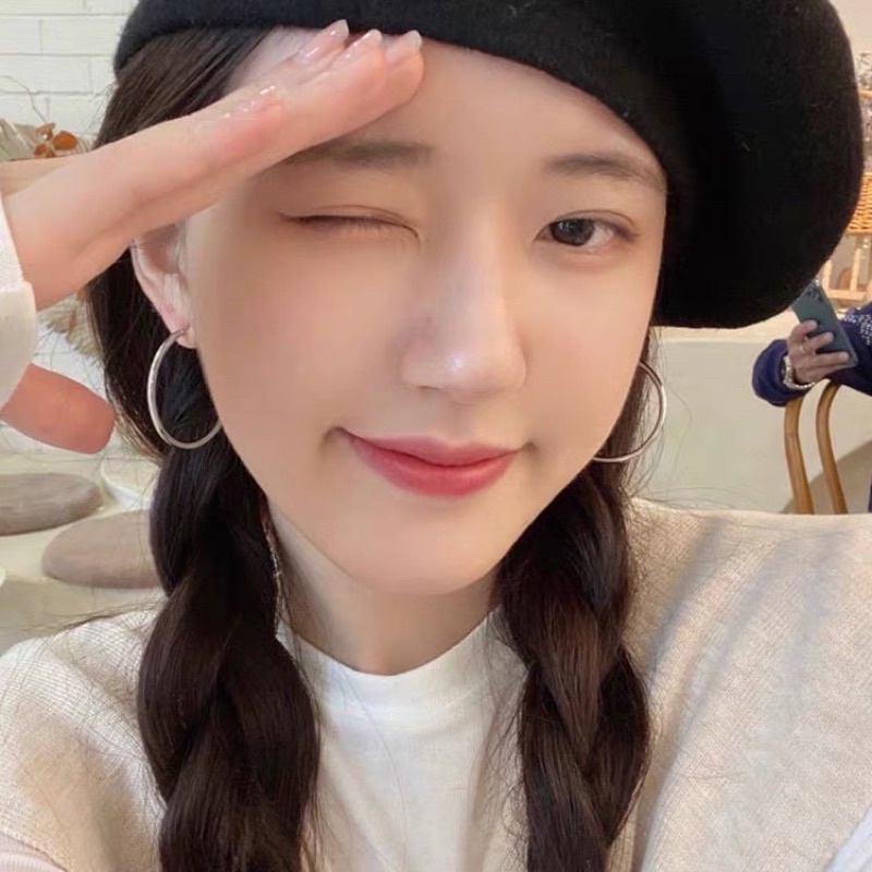 Khuyên tai nữ vòng tròn cỡ lớn bạc 925 CHILLEE KT