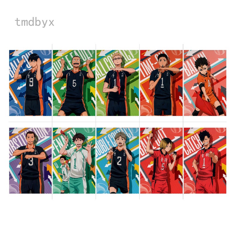 Tmdbyx Set 10 tấm thẻ dán trang trí hình anime Haikyuu!! Hinata Shoyo bằng PVC chống thấm nước