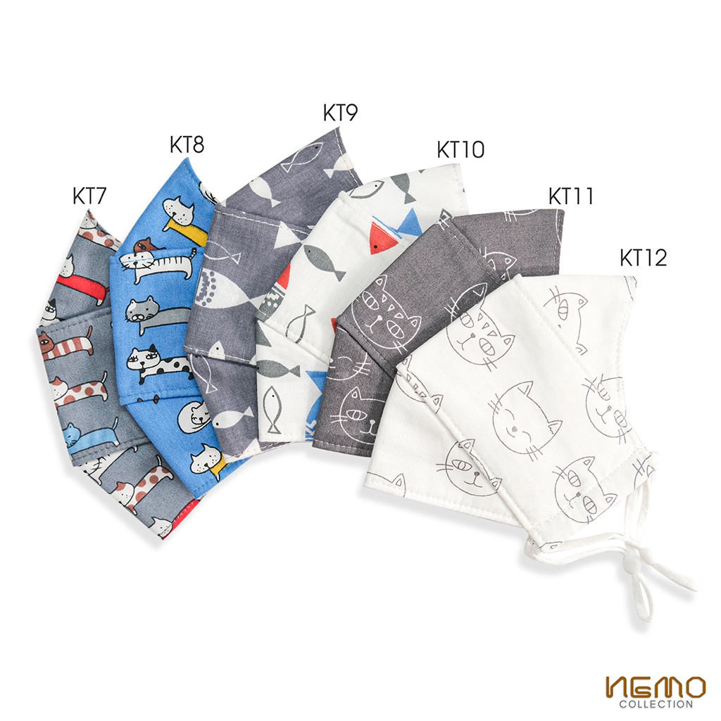 Khẩu Trang 4D Nemo Handmade Họa Tiết, Chống Nắng, Chống Bụi, Lọc Khuẩn, Thoáng Khí Không Gây Mụn - Mã KTXS