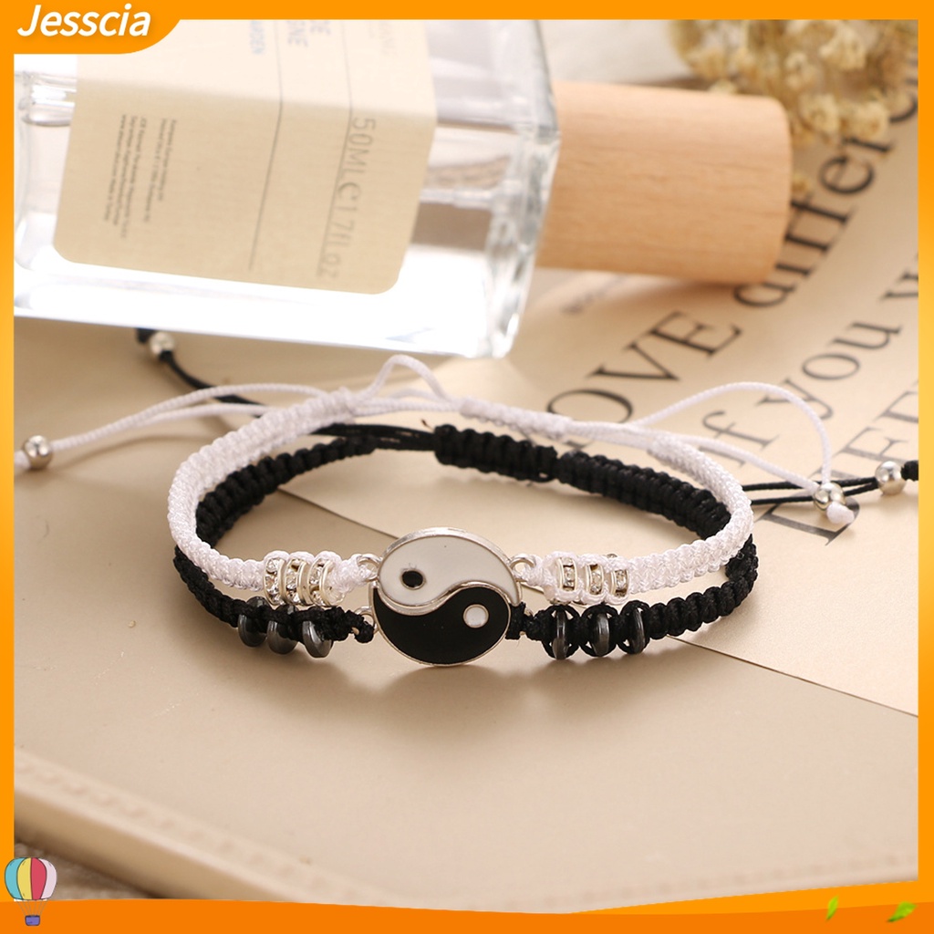 Jessica| Set 2 Vòng Tay Hợp Kim Không Phai Màu Chống Rỉ Sét Có Thể Điều Chỉnh Cho Cặp Đôi