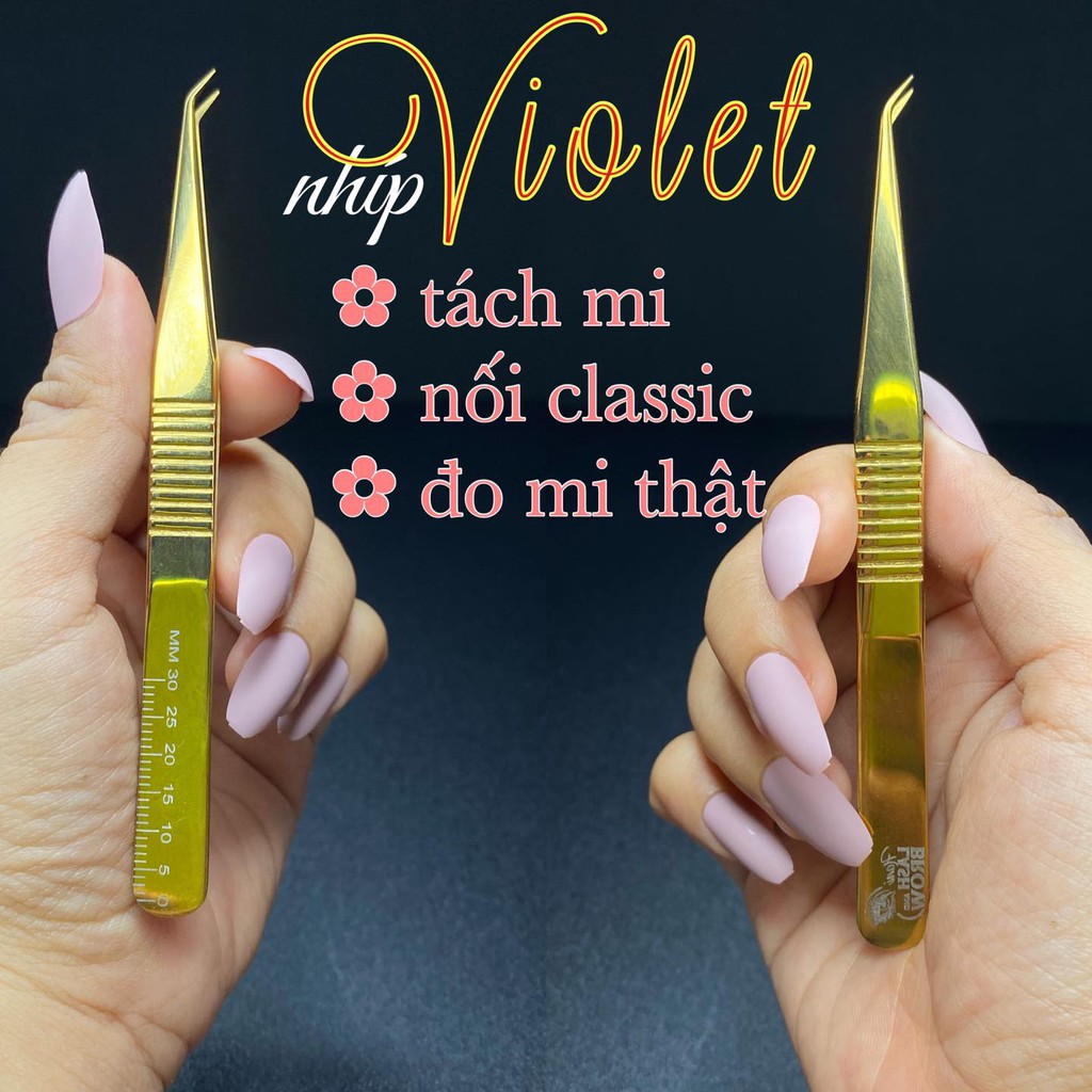 Nhíp Nối Mi Violet Cao Cấp - Chính Hãng Hani - Nhíp Có Thước Đo TIện Lợi