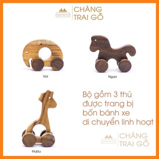 Bộ 3 bạn thú ( Hươu, Voi, Ngựa ) - Đồ Chơi Gỗ Trẻ Em Chàng Trai Gỗ