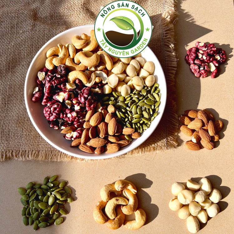 Hạt dinh dưỡng Mix 5 loại hạt ( Hạt macca, hạnh nhân, hạt điều, hạt óc, hạt bí xanh) ngũ cốc granola siêu hạt