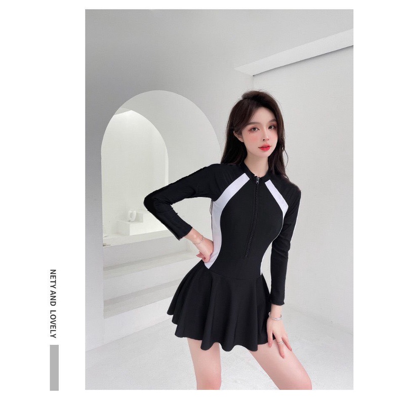 [BIKINI NỮ LIỀN MẢNH VÁY nhiều kiểu 2022] đồ bơi 1 mảnh váy form kín đáo cá tính (tay ngắn/tay dài)