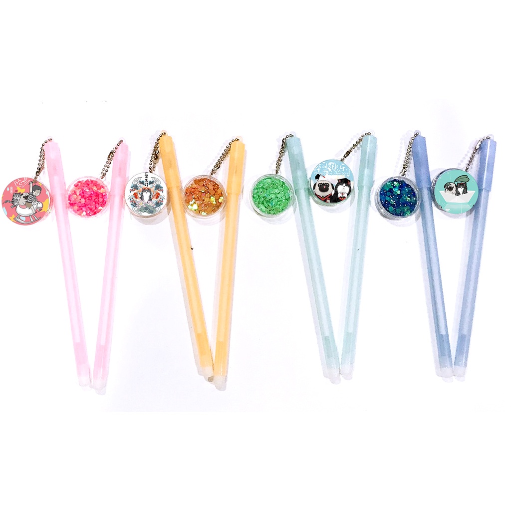 Bút kim tuyến pusheen BKTI6 viết hologram molang gấu brown jinbeisan khủng long hoàng đế mèo capoo bare bear
