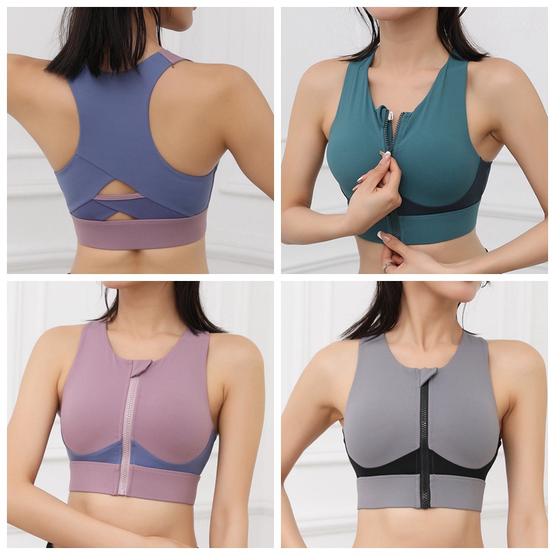 Áo Ngực Thể Thao Chống Sốc Không Đường May Khóa Kéo Trước Cho Nữ