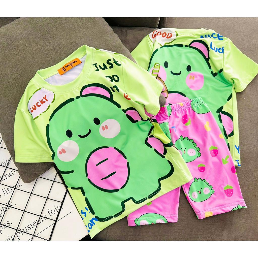 Bộ ngố tay ngắn quần đùi lửng thun lạnh 3D loại 1 AnnKid's siêu đẹp cho bé gái size từ 11 đến 23kg - pikakids