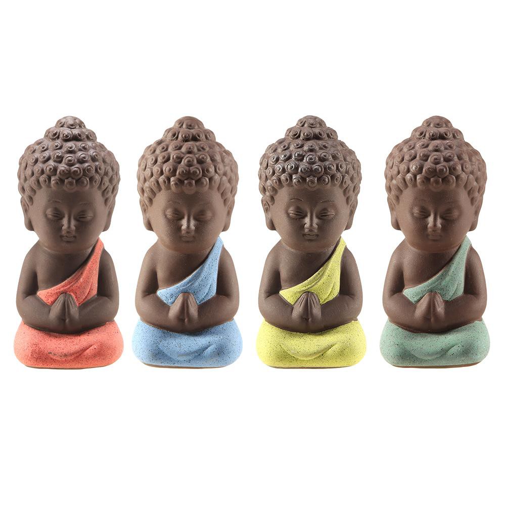 Tượng Phật mini bằng sứ màu tím dùng trang trí