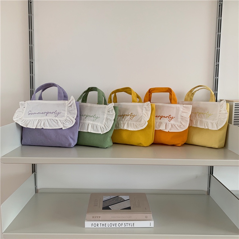 Túi đựng điện thoại bằng vải canvas thêu họa tiết phong cách Lolita xinh xắn ngọt ngào