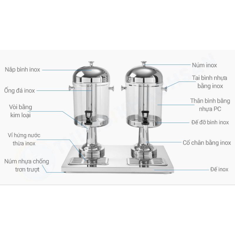 Bình Đựng Nước Ép Trái Cây 2 Vòi Gạt