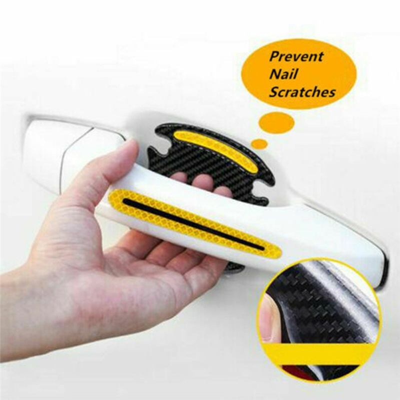 Miếng dán bảo vệ tay nắm cửa xe hơi bằng sợi carbon phản quang chống trầy xước