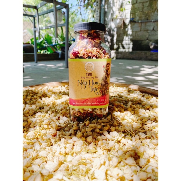 Trà Ngũ Hoa Dưỡng Nhan Dưỡng TAMY hũ thuỷ tinh 250g giúp phái đẹp detox, đẹp da, đen tóc, đốt mỡ, cân bằng nội tiết tố | Thế Giới Skin Care