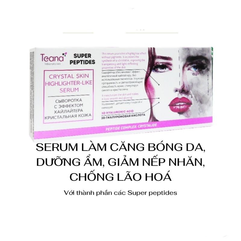 SERUM TEANA CRYSTAL SKIN SUPER PEPTIDES LÀM CĂNG BÓNG DA, DƯỠNG ẨM