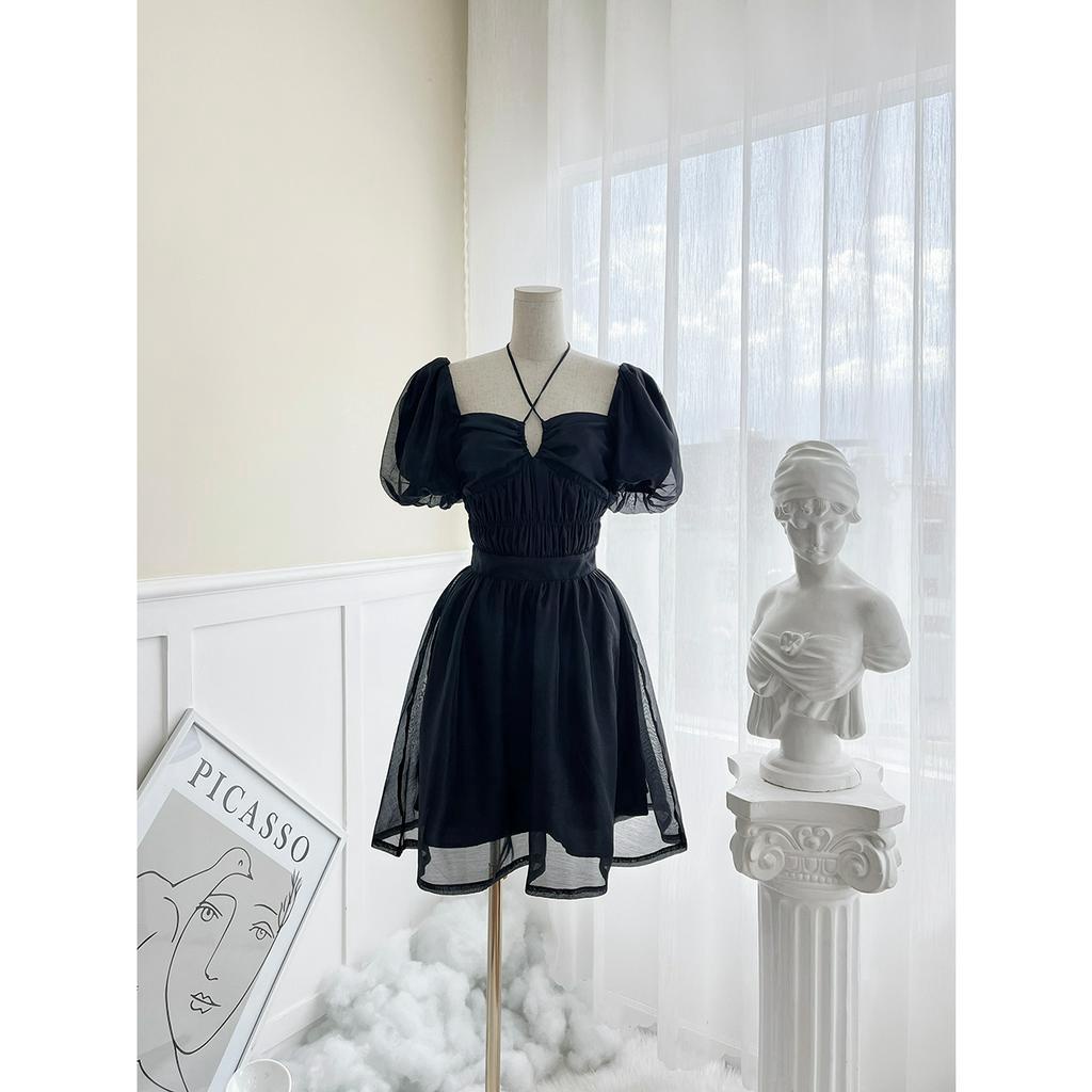 BBSTORE'S Đầm Xòe Tay Phồng Dự Tiệc Nhún Eo Sang Trọng -D1873