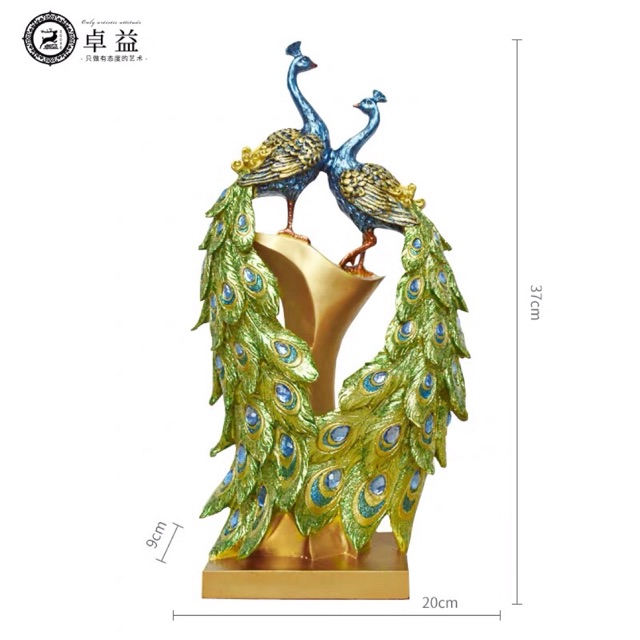 Tượng đôi chim công trang trí phòng khách