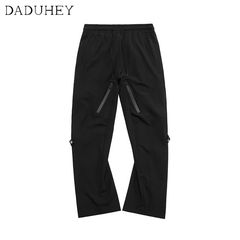 DaDuHey European and American Ins Fashion Brand Outdoor Waterproof Zipper Functional Overalls Men's and Women's Loose Straight Casual Pants