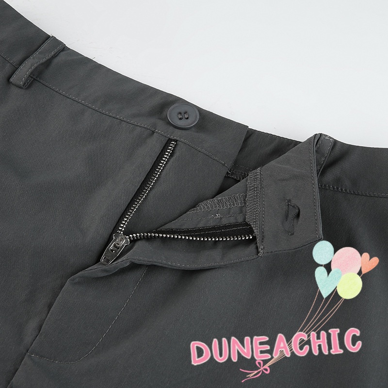 DUNEA Chân Váy Dáng Rộng Màu Trơn Phối Dây Rút Cá Tính Cho Nữ