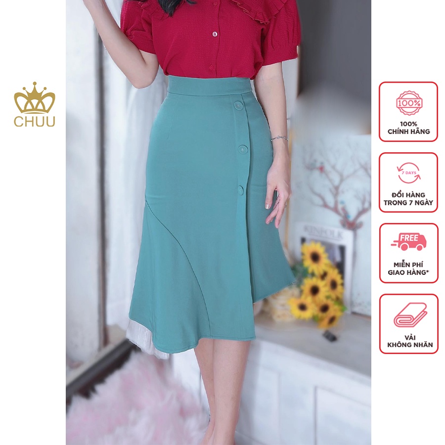 Chân váy ôm công sở nữ kiểu đuôi cá dáng xòe CHUU CV8012