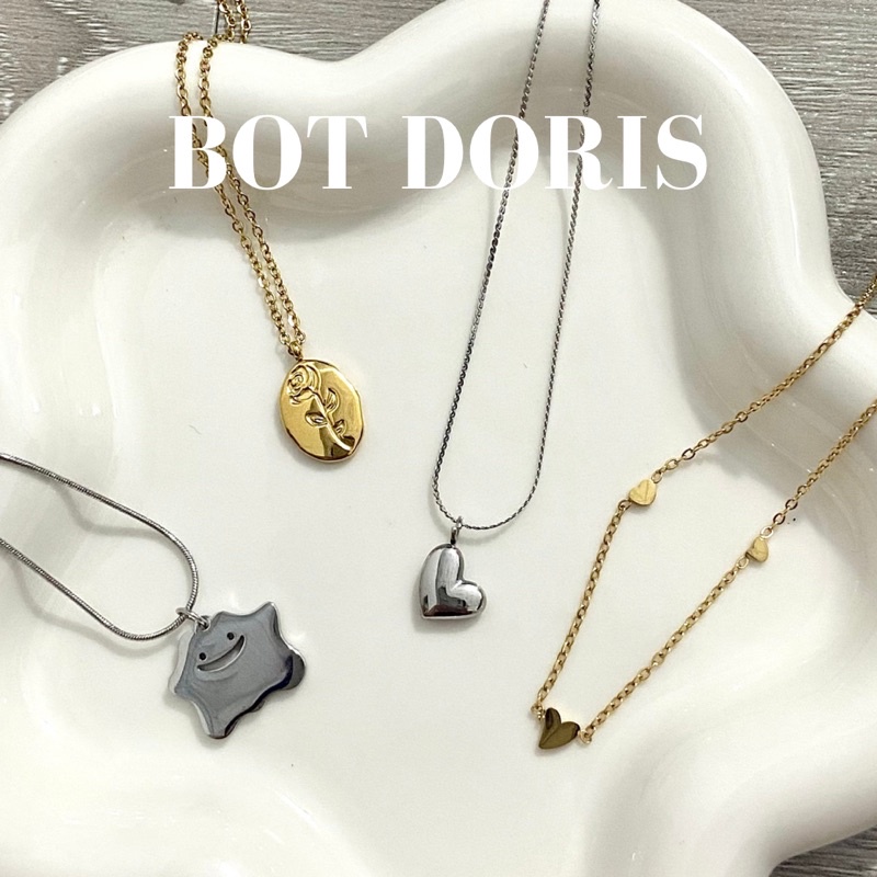 Dây chuyền, vòng cổ bằng thép titan xin xắn, phụ kiện trang sức BOT DORIS