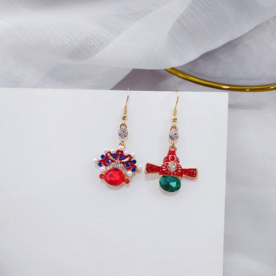 Bông Tai Hình Mặt Nạ Chúc Mừng Năm Mới Phong Cách Trung Hoa Cổ Điển 2022