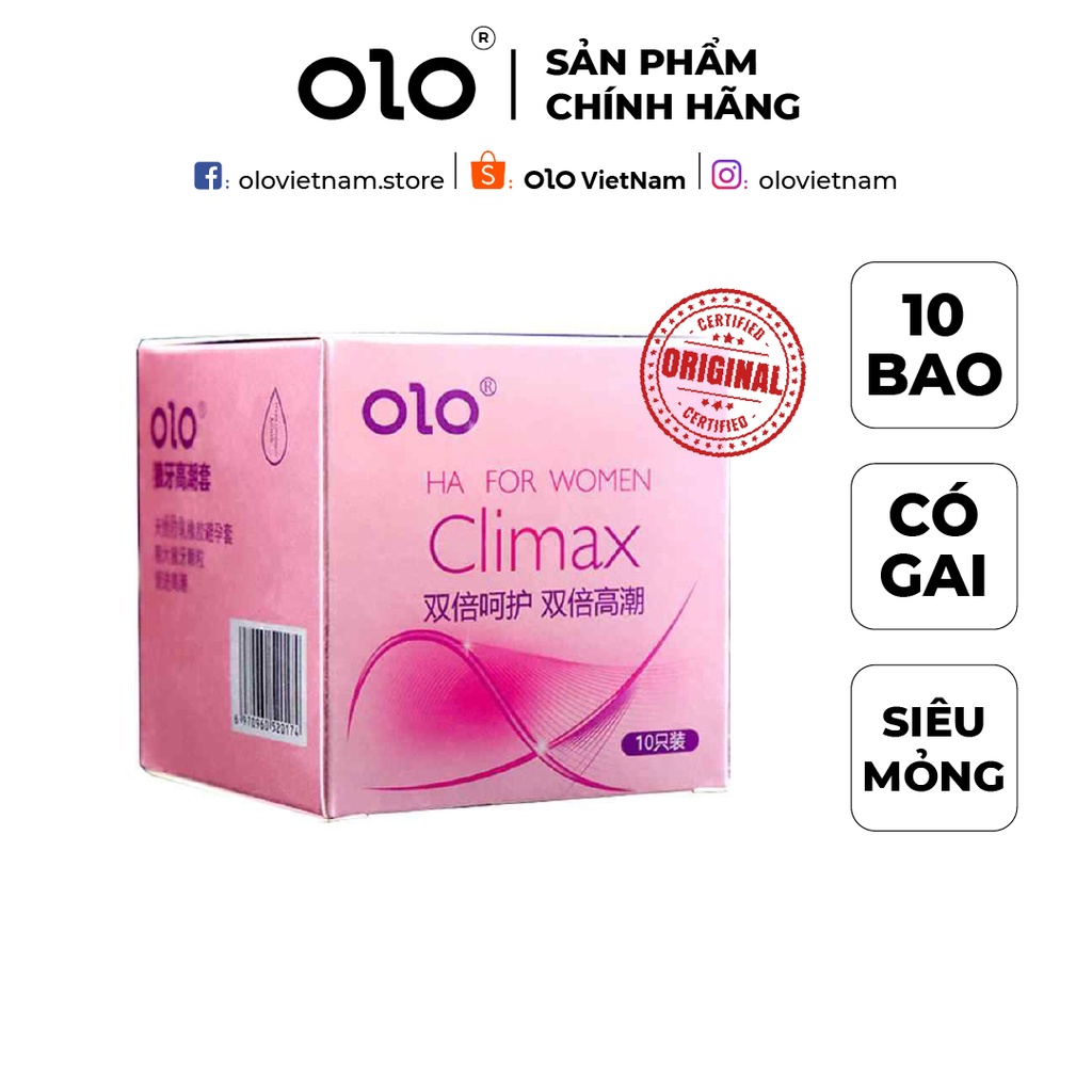 Bao cao su OLO Climax Ha For Women có gai li ti, gel bôi trơn nuôi dưỡng sâu, siêu mỏng nội địa Trung