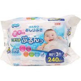 Bịch 3 gói (3x80 tờ/gói) giấy ướt cho bé nhập từ Nhật